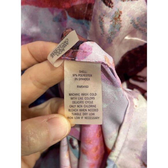 Calvin Klein Womens Floral Button-Up Blouse Watercolor Long Sleeve Sz 2X - Picture 6 of 9